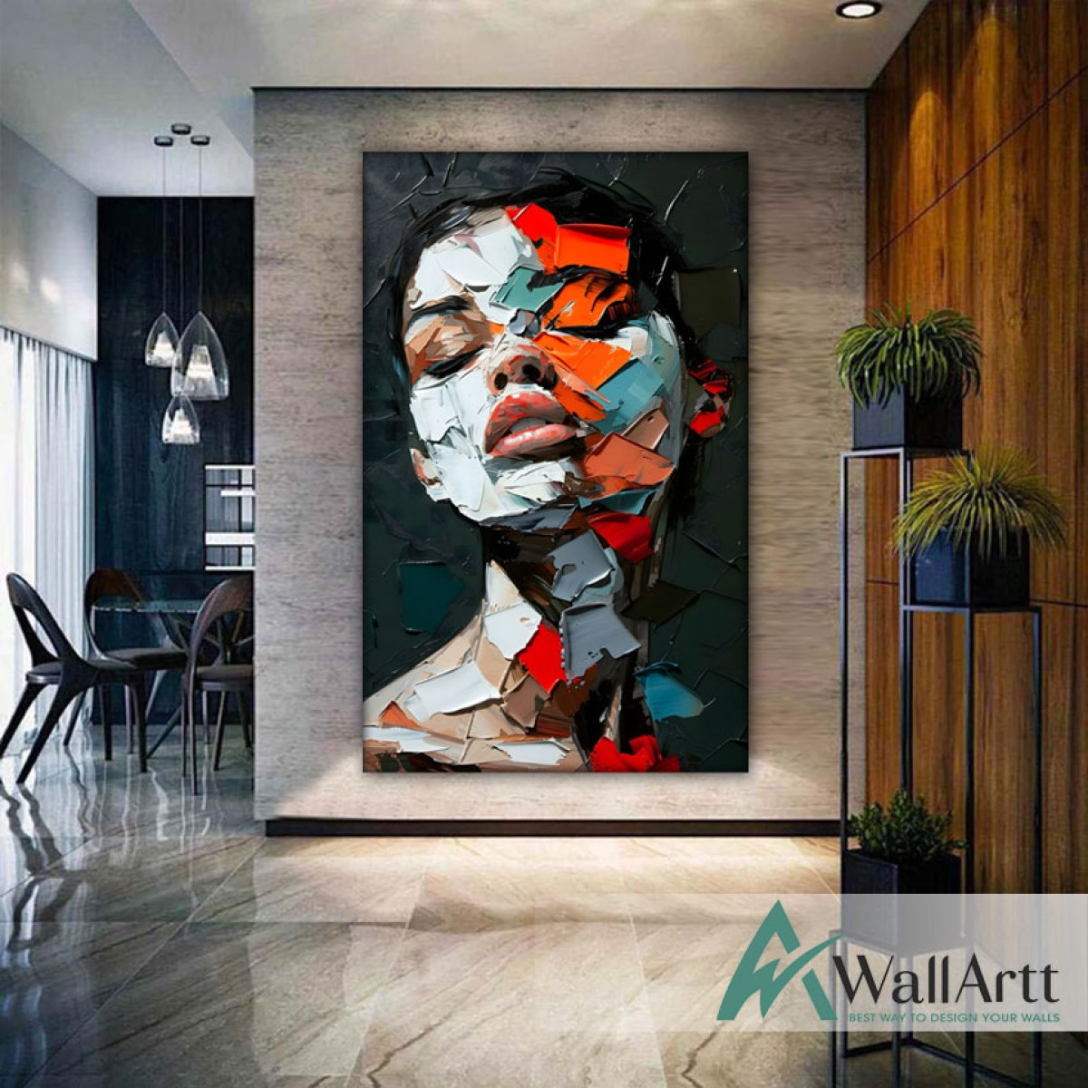Abstract Woman Face III 3D Heavy Textured Partial oil Painting
